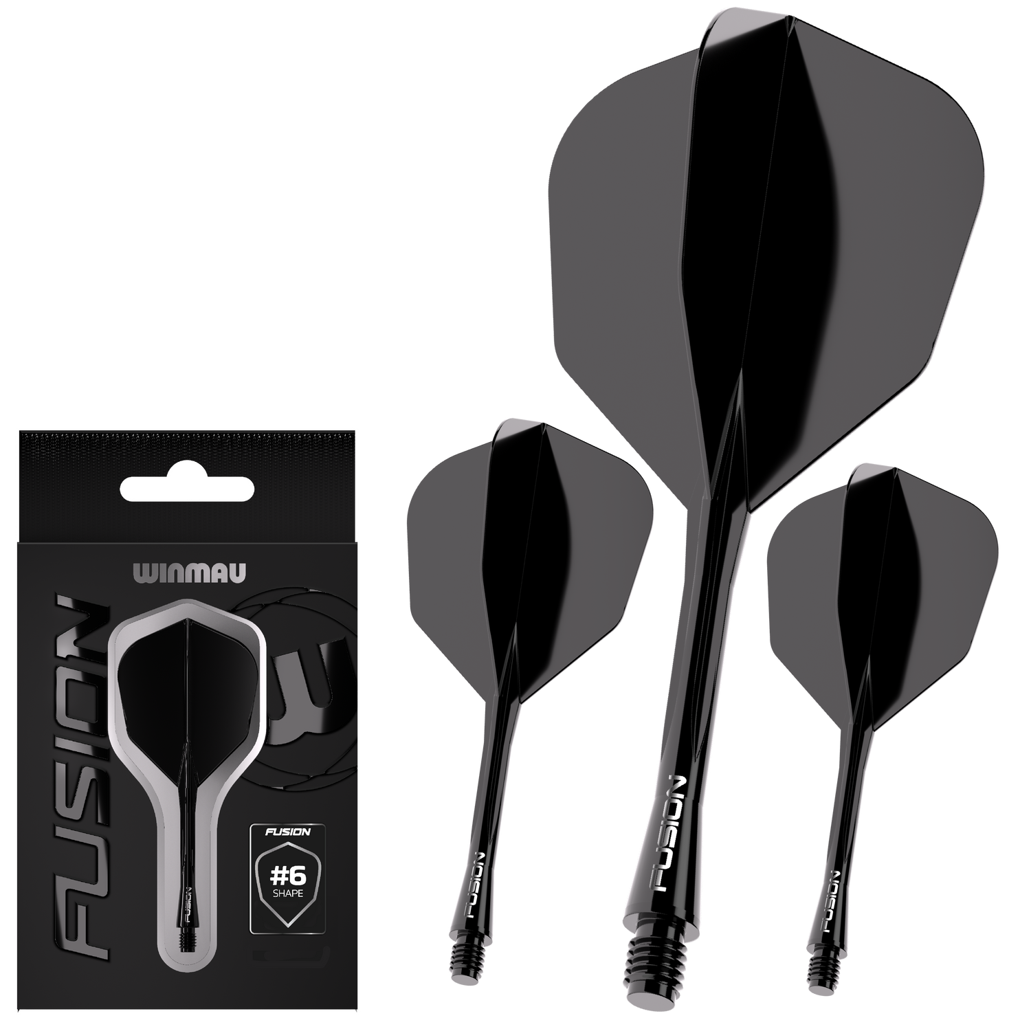 Winmau Fusion Shape 6 Medium musta - integroitu varsi ja sulka