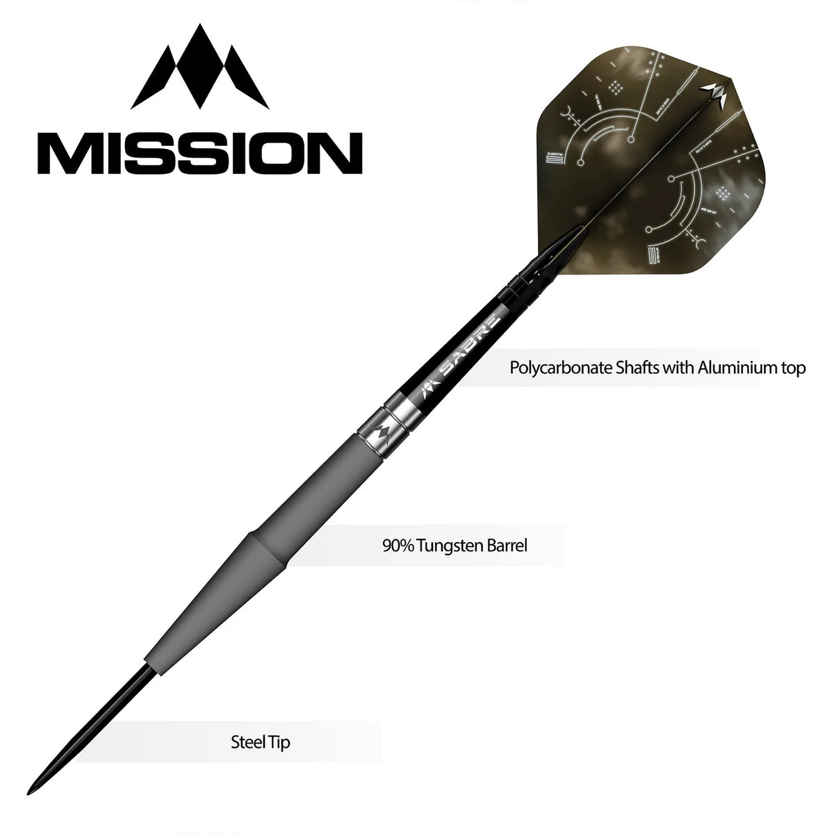 Mission Saturn Hyperion 24 g 90 % tungsten darts-tikat