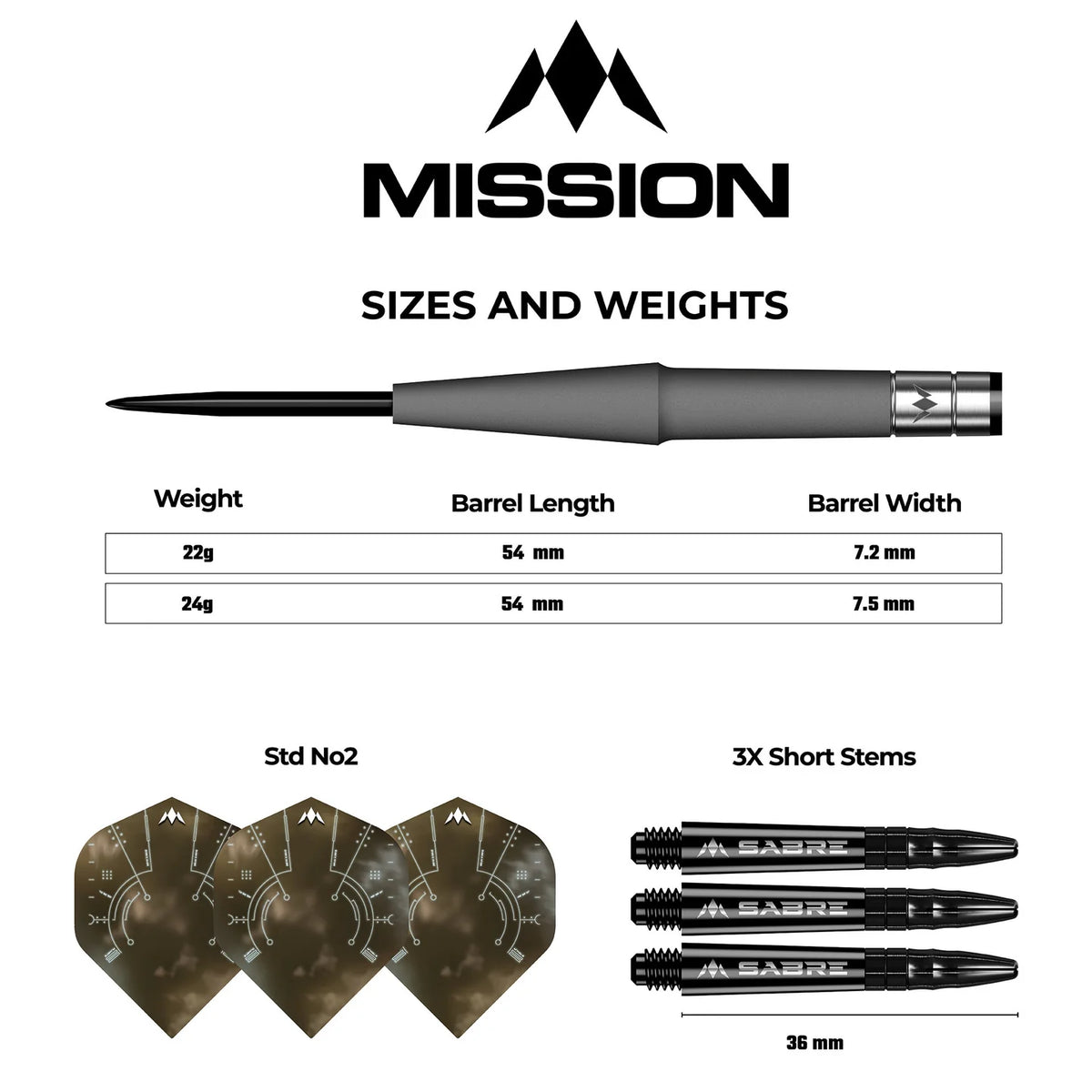 Mission Saturn Hyperion 24 g 90 % tungsten darts-tikat