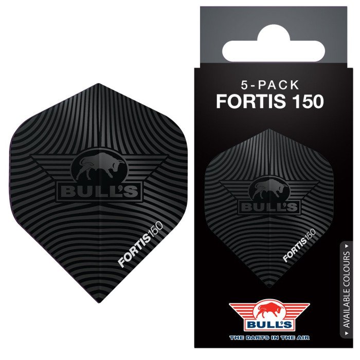 Bull's Fortis 150 No.2 darts-sulat, musta – 5 settiä (15 sulkaa)