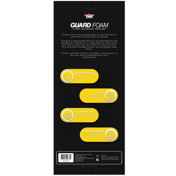 Bull's Guards Darts taulun ympärille suoja - 4 osainen musta