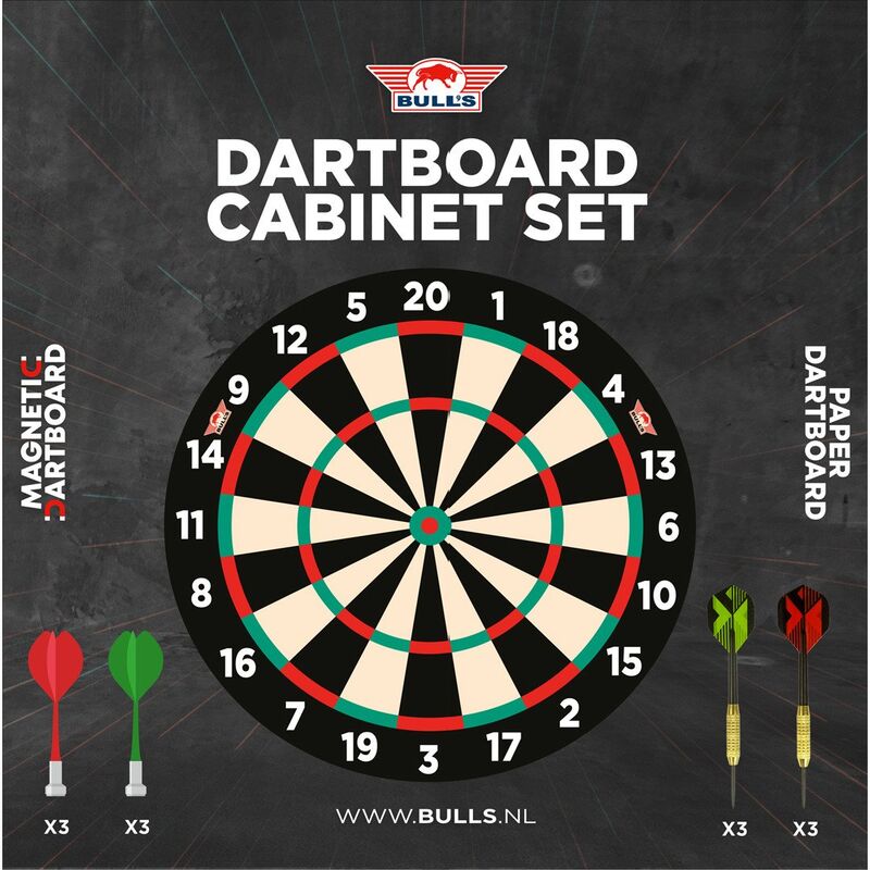 Bull's Magnetic Paper Dartboard Cabinet Set
