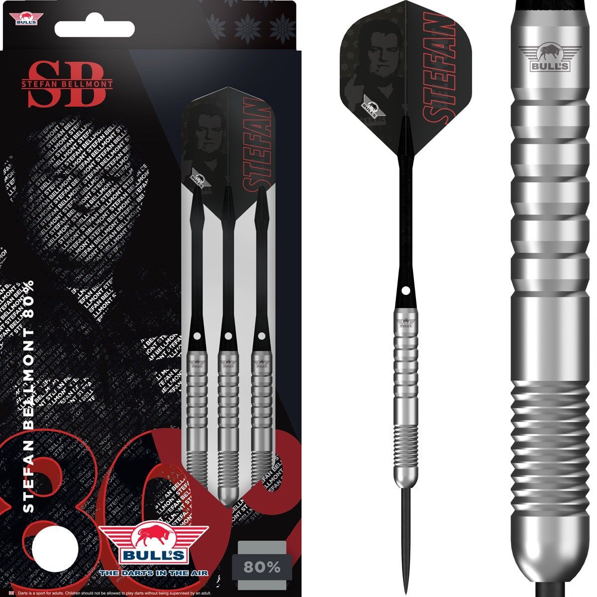 Bull's Stefan Bellmont 80% steeltip -darts-setti, 22 g / 24 g