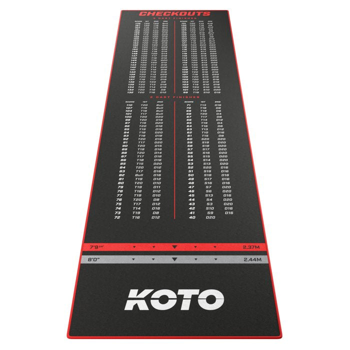 KOTO Carpet Check Out Red 285 × 80 cm – kangaspintainen darts-matto