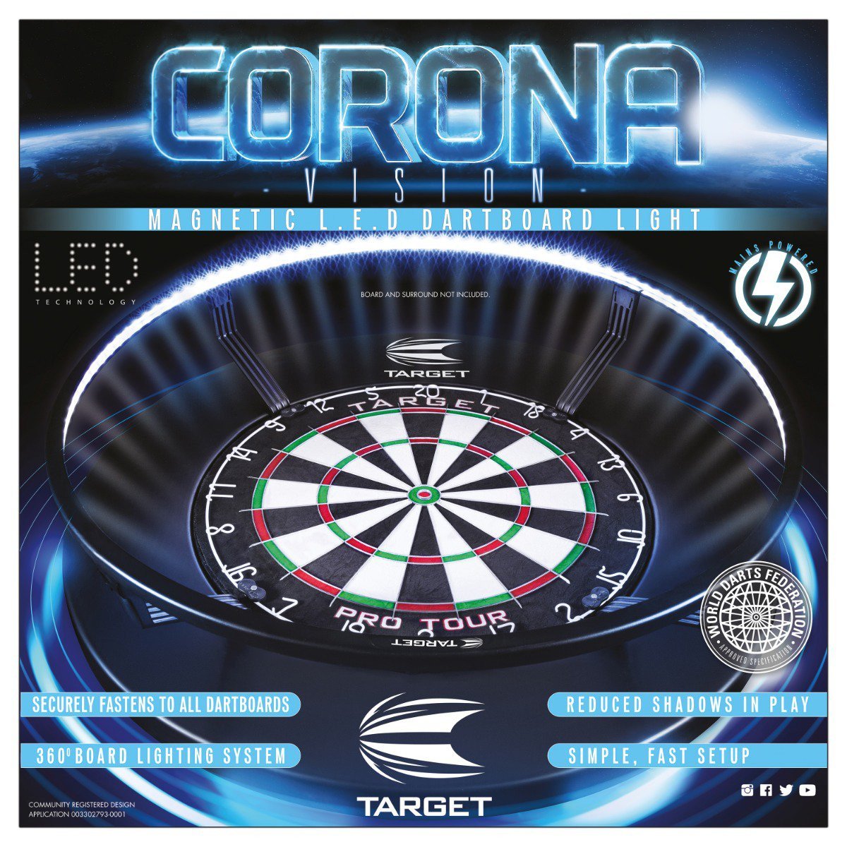 Target Corona Vision 360 dartstaulun valo