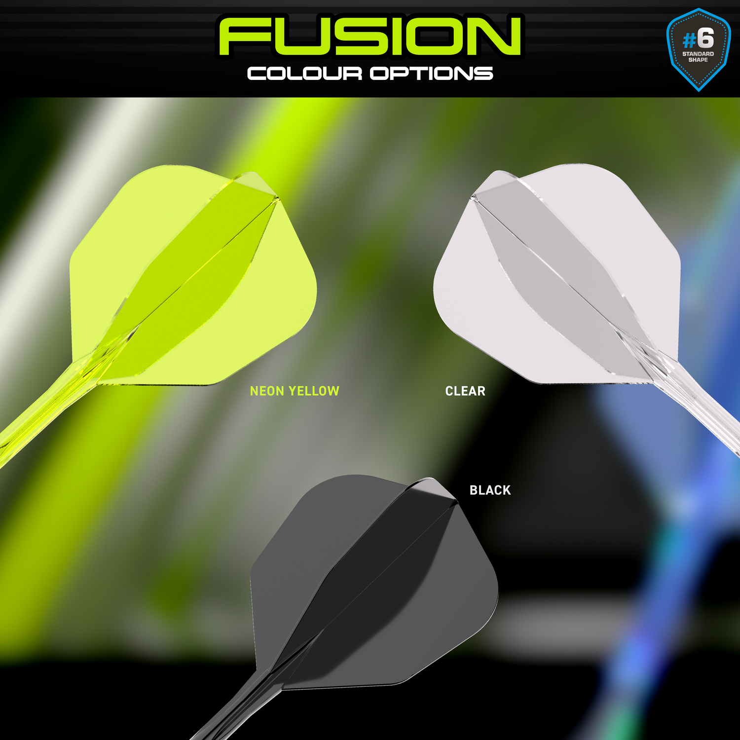 Winmau Fusion 6 Short keltainen - integroitu varsi ja sulka