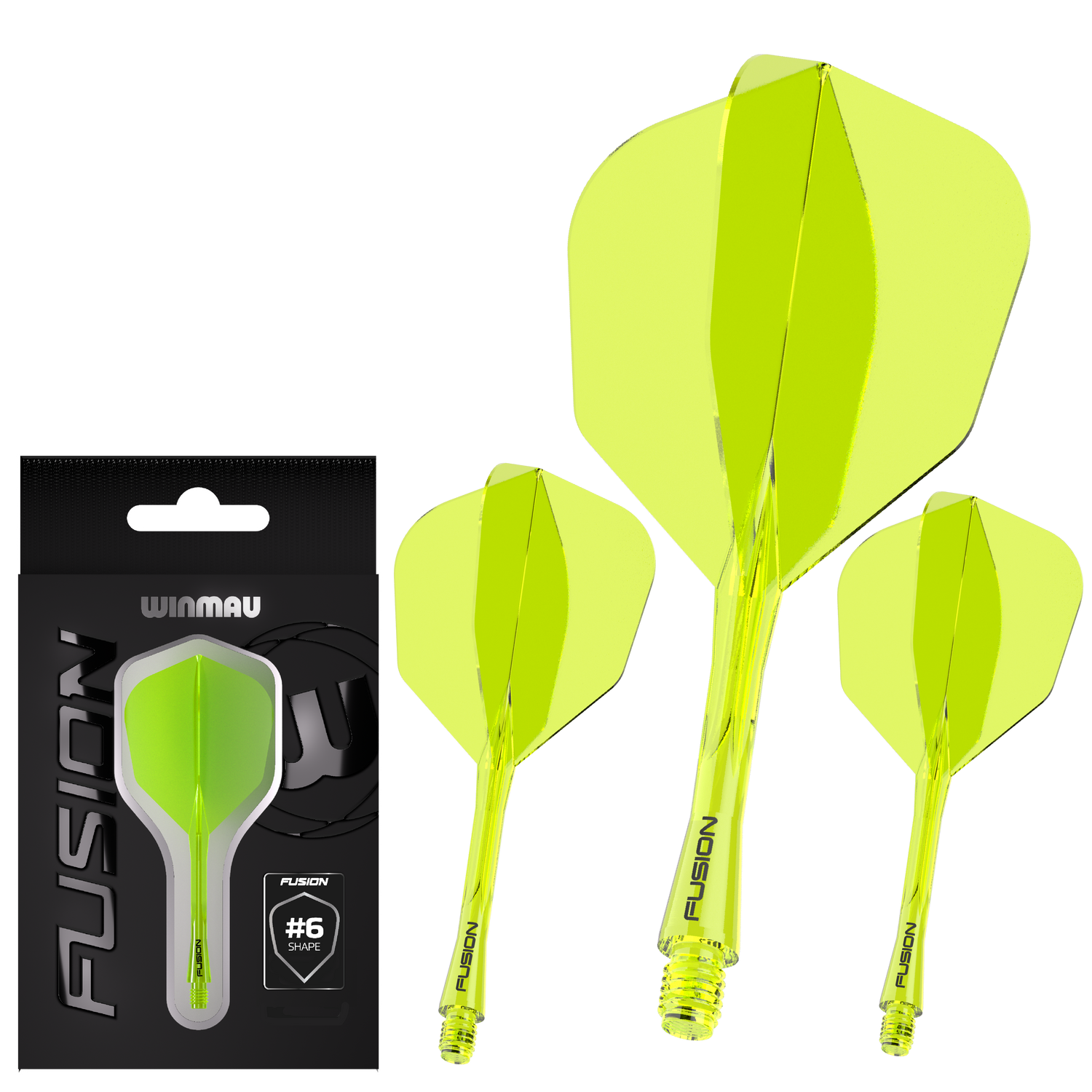 Winmau Fusion Shape 6 Medium keltainen - integroitu varsi ja sulka