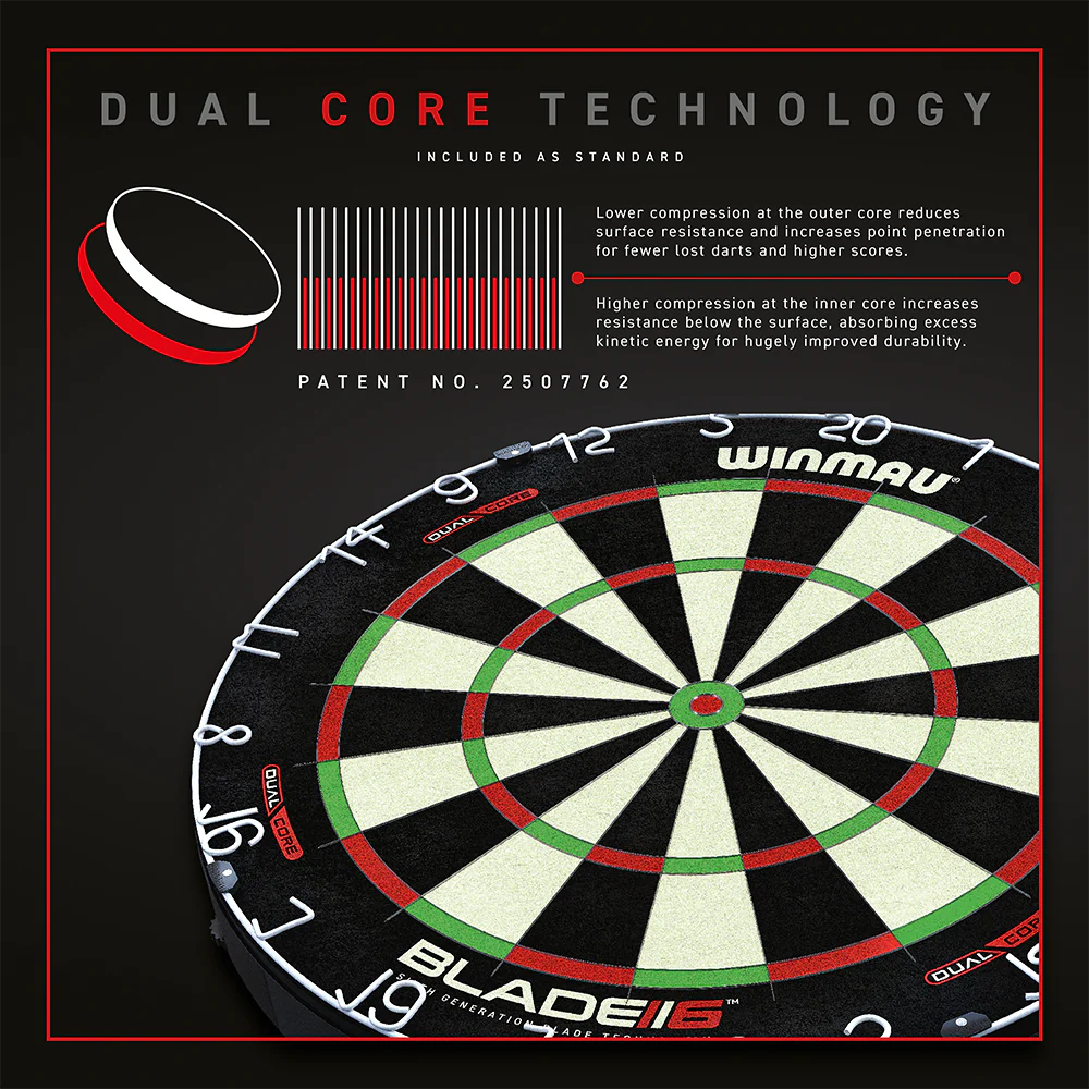 Winmau Blade 6 Dual Core + Bull's Lumo 2 valo ja surround – paketti