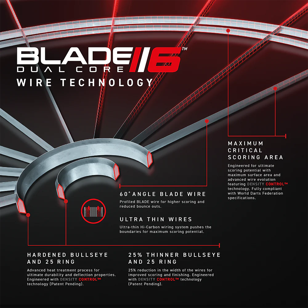 Winmau Blade 6 Dual Core + Bull's Lumo 2 valo ja surround – paketti
