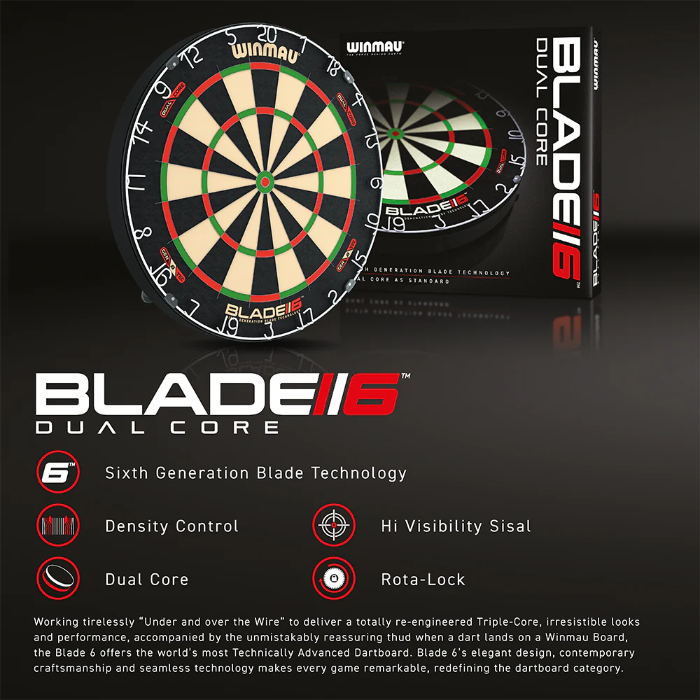 Winmau Blade 6 Dual Core + Bull's Lumo 2 valo ja surround – paketti