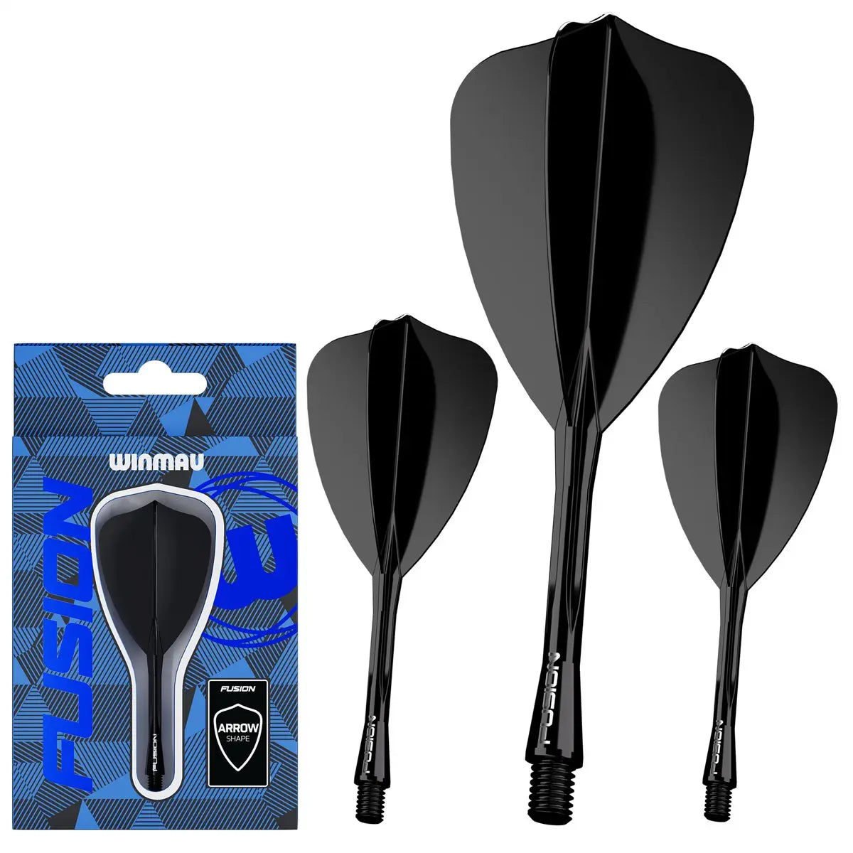 Winmau Fusion Arrow Shape Intermediate musta - integroitu varsi ja sulka