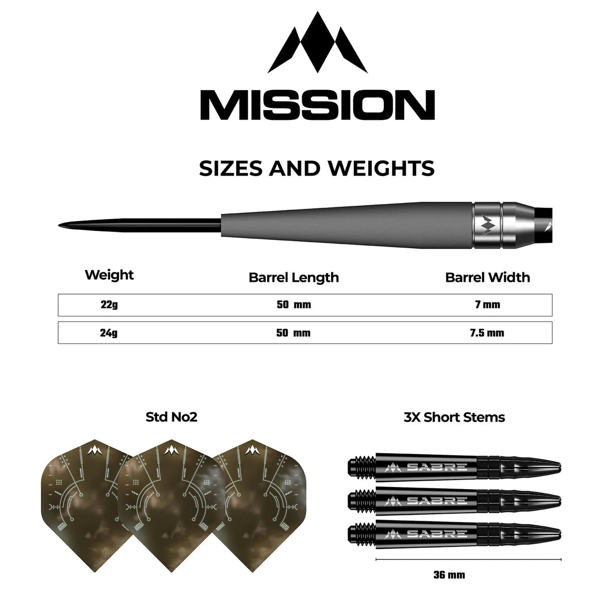 Mission Saturn Titan 24 g 90 % tungsten darts-tikat
