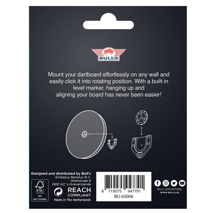 Bull's Click Fixing Dartboard Bracket kiinnitysjärjestelmä