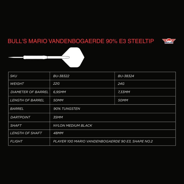 Bull's Mario Vandenbogaerde E3 22g 90% tungsten