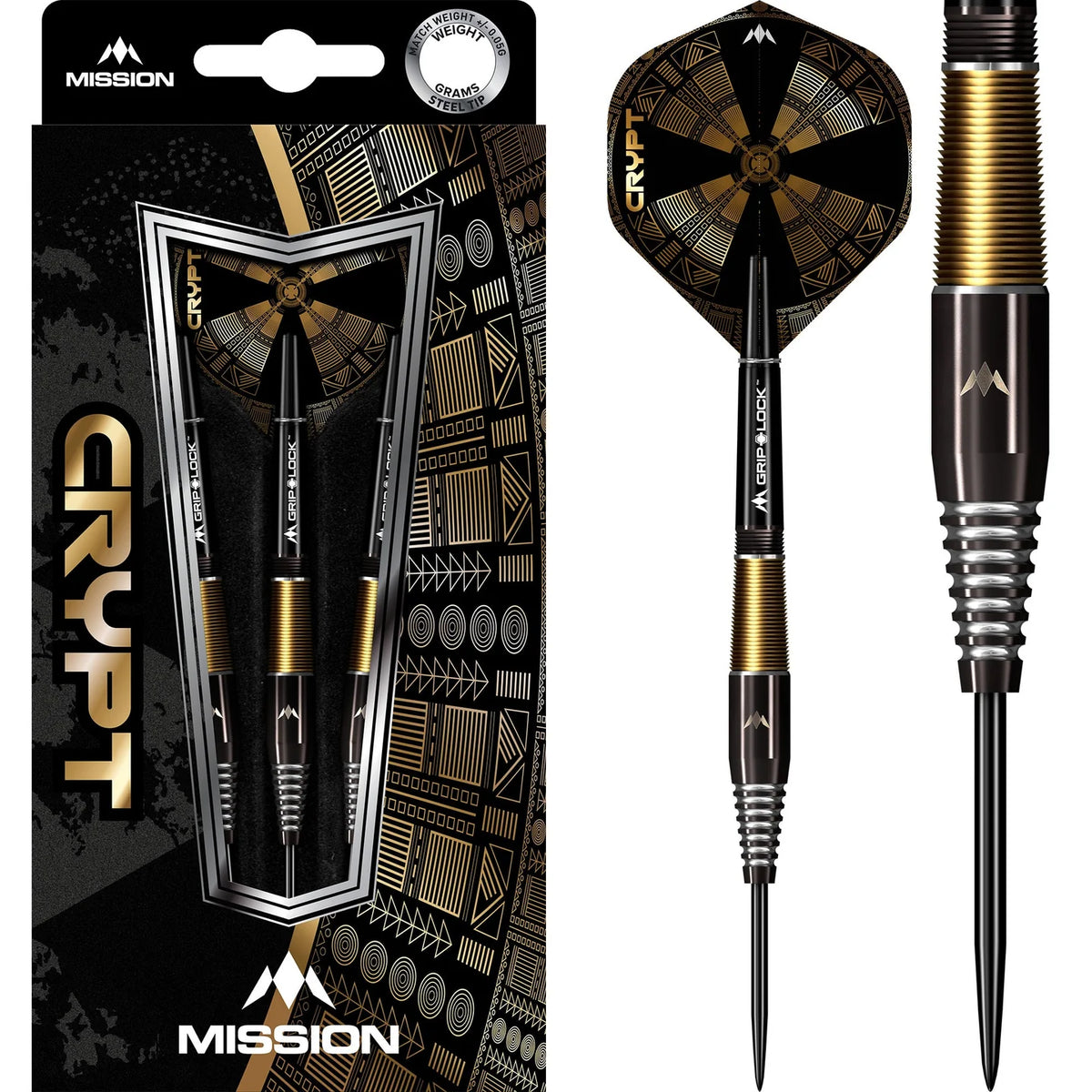 Mission Crypt M2 Black & Gold 21 g 90 % tungsten darts-tikat