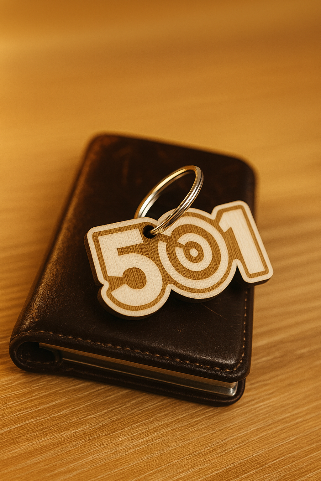 A homemade wooden keychain