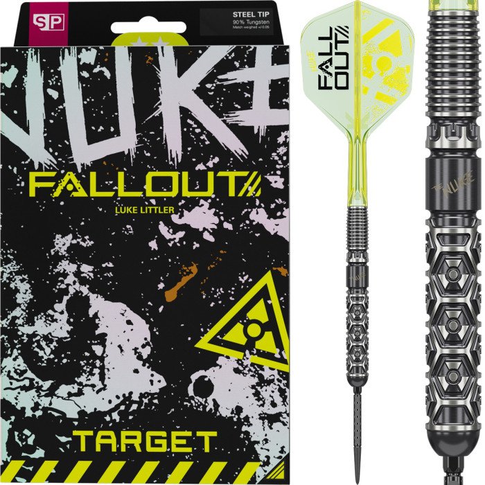 Target Luke Littler Nuke Fallout 90% Swiss Point steeltip -darts-setti