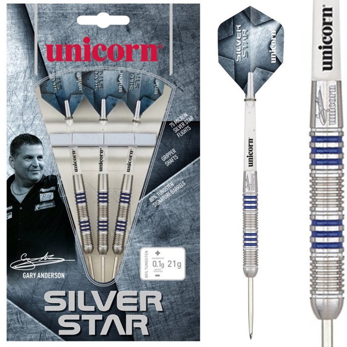 Unicorn Gary Anderson Silver Star 80 % tungsten-tikat – 21 g
